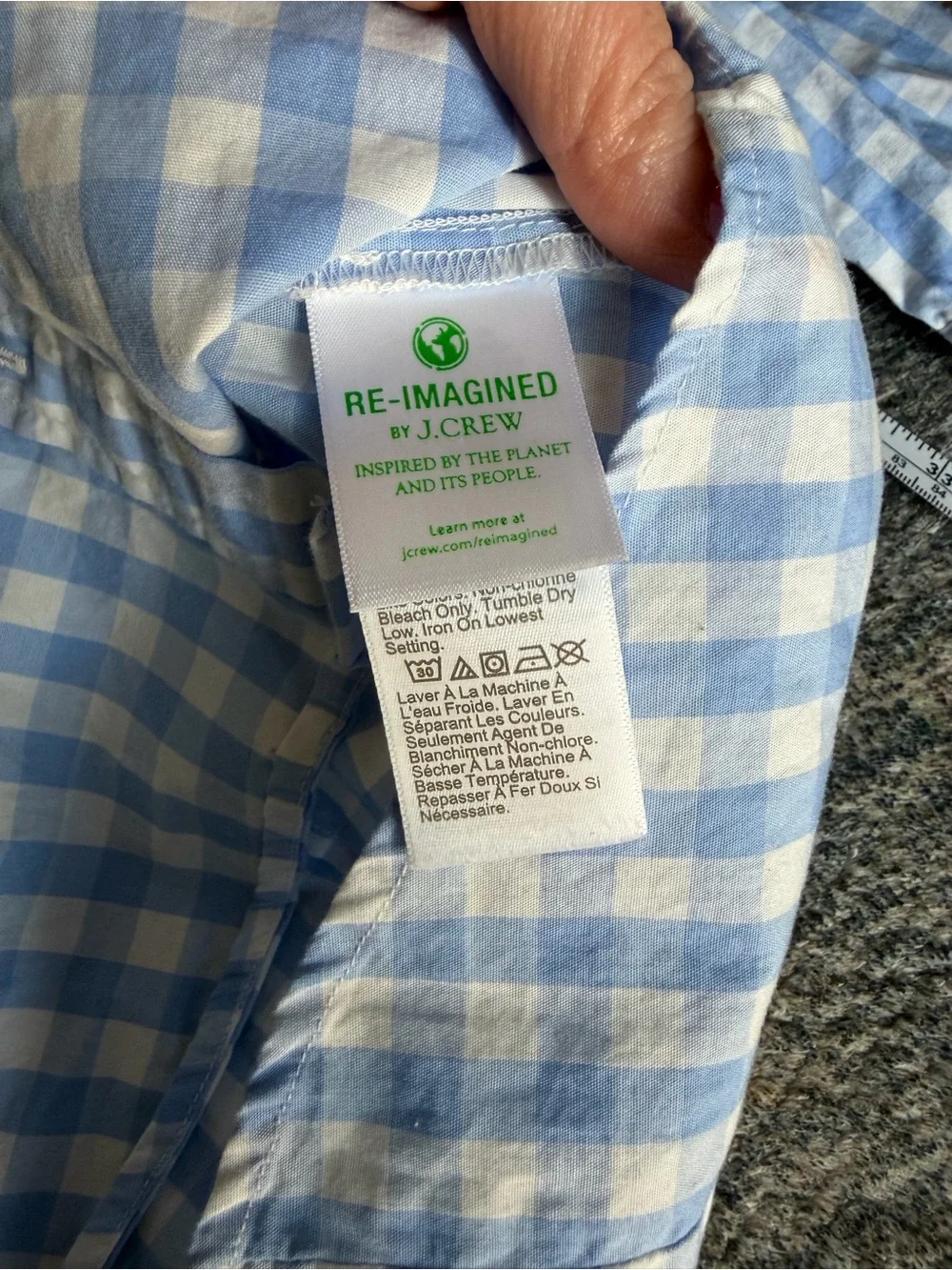 J. Crew Light Blue and White Gingham Button-Down Shirt